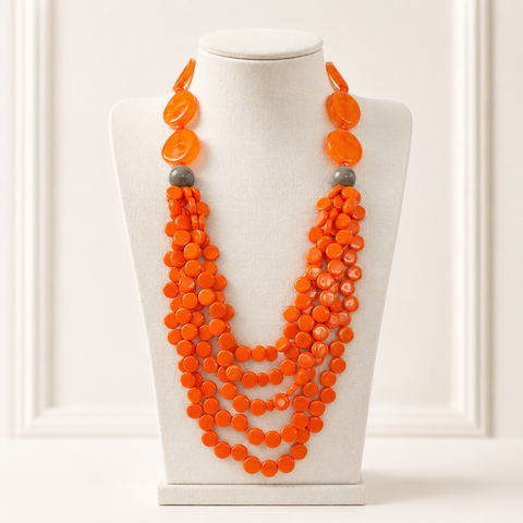 Acrylic Layered Green Bead Necklace