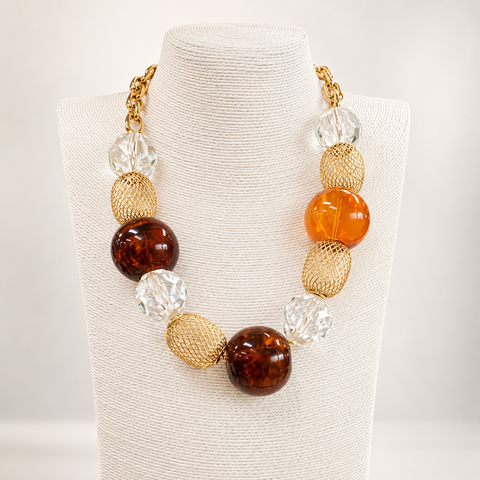 Amber Inspired Beaded Statement Necklace