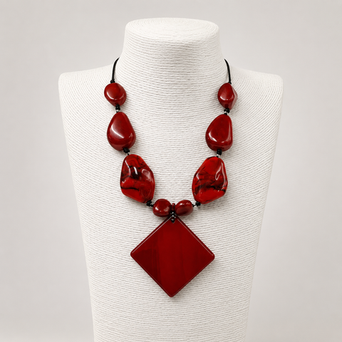 Acrylic Red Adjustable Necklace