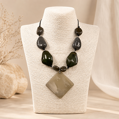 Acrylic Gray Adjustable Necklace