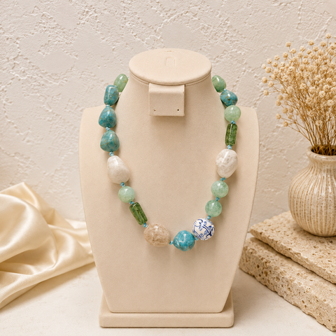 Collar piedras  verde y azul