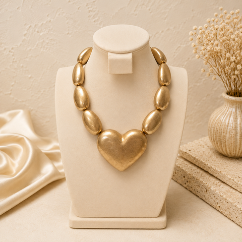 Collar Piedra Corazón Mate
