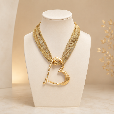 Collar Maya Corazón Mate Oro