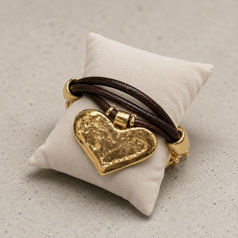 Pulsera corazón piel C.O
