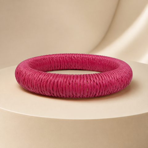 Pulsera Boho Rattan  Color Fushia
