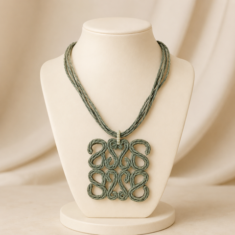 Collar Bohemio Rattan Color Verde