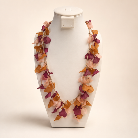 Collar pétalos  Rosado- mostaza