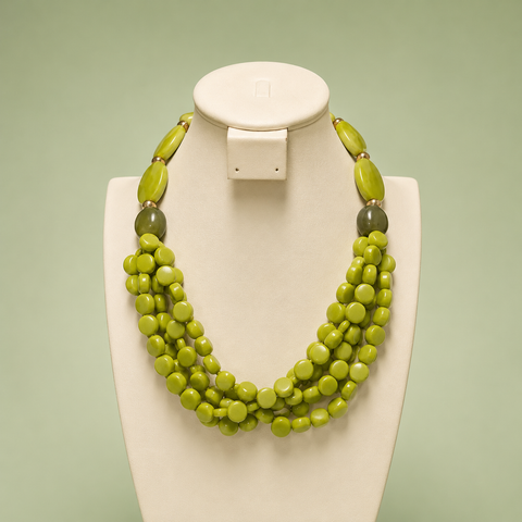 Collar en capas  Verde lima limón