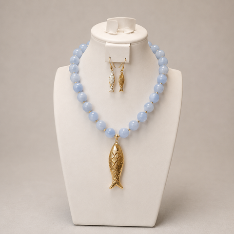 Collar Pescado Azul Cielo