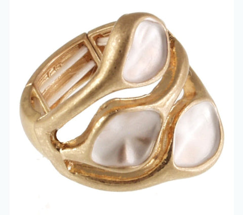 2411-2Anillo Esmaltado Vintage  Gold & Silver