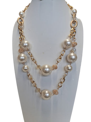 Collar capas con perlas Oro