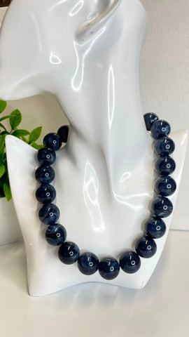 100-Collar balines mármol azul navy
